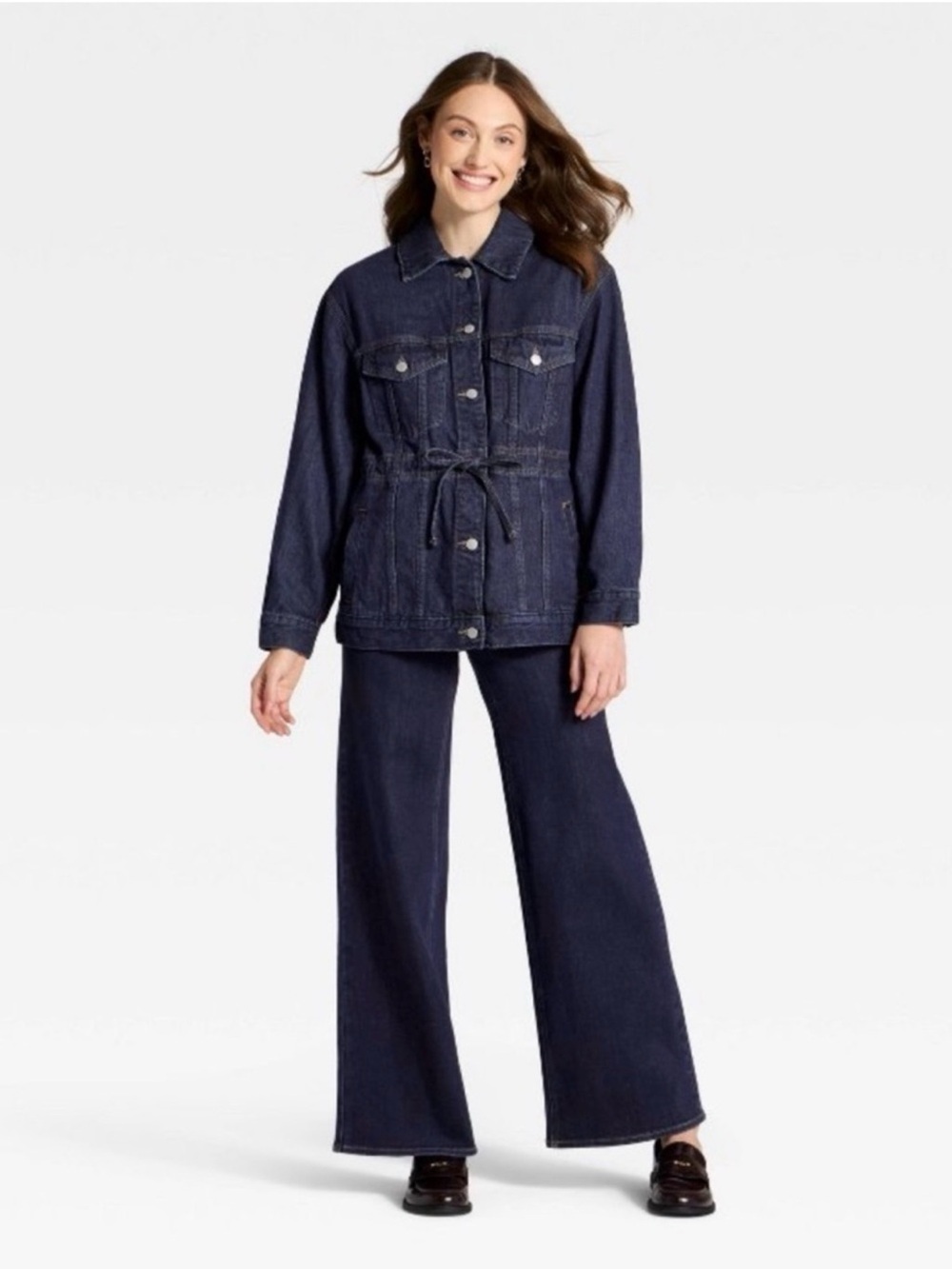 Universal Thread Navy Drawstring Denim Jacket - Picture 3 of 6